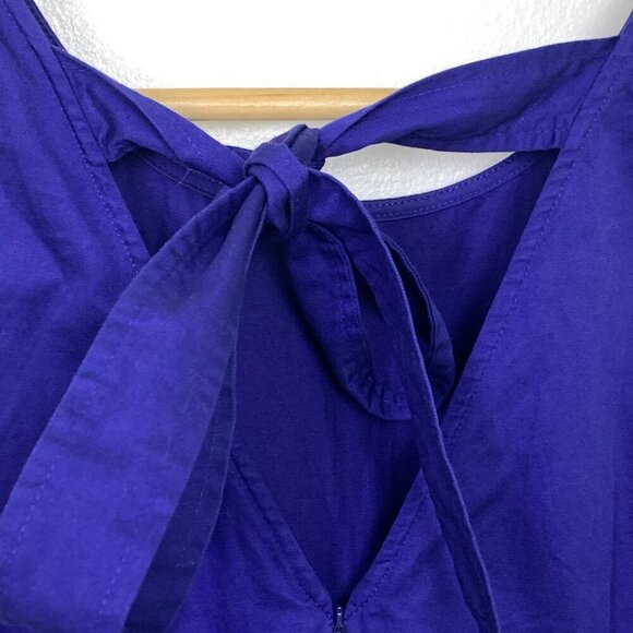 J. Crew Indigo Blue Bow-Back Ruffle Flounce Dress - Picture 7 of 9